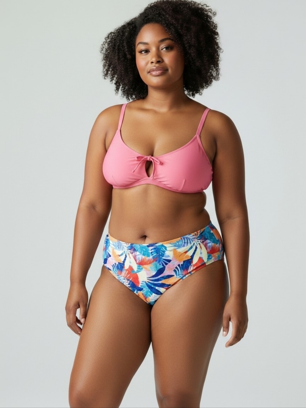 Old Navy Bikini Set NWT 4X Pink Top Tropical Bottoms Plus Size Swim